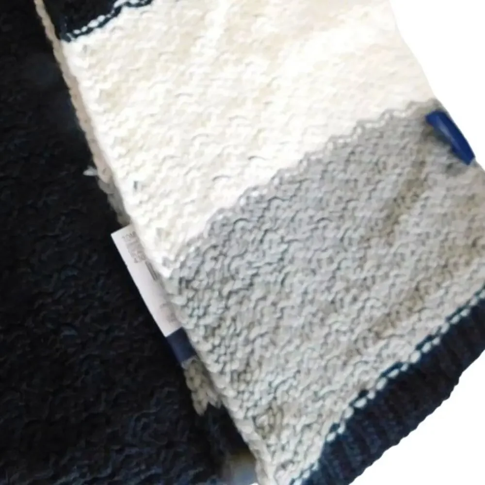 Tommy Hilfiger Knit Scarf Colorblock Black Grey White Preppy Unisex New
